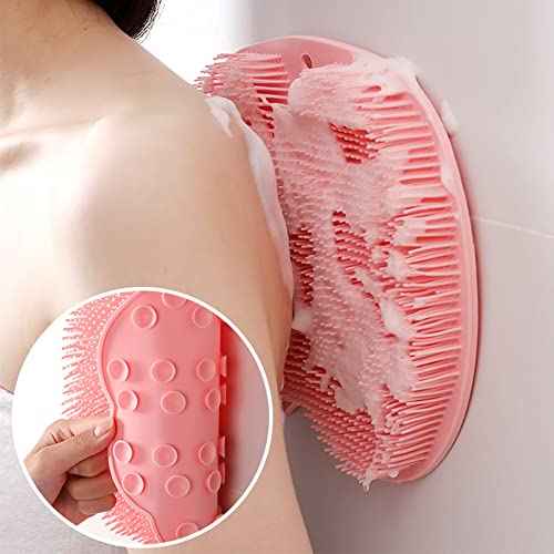 Shower Foot Scrubber Mat with Non-Slip Suction Cups, Foot Back Cleaning Pad Back Washer Exfoliating Bath Wash Pad, Wall Mounted Slip Suction Cups for Use in Cleaner Men and Women (Blue)