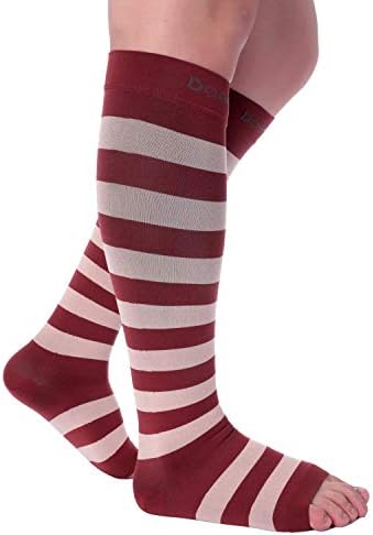 Doc Miller Compression Socks for Pregnant Women – Wide Calf, Open Toe Knee Sleeve 15-20 mmHG,Toeless Pregnancy Stockings for Varicose Veins, Footless Shin Splint Relief, 1 Pair