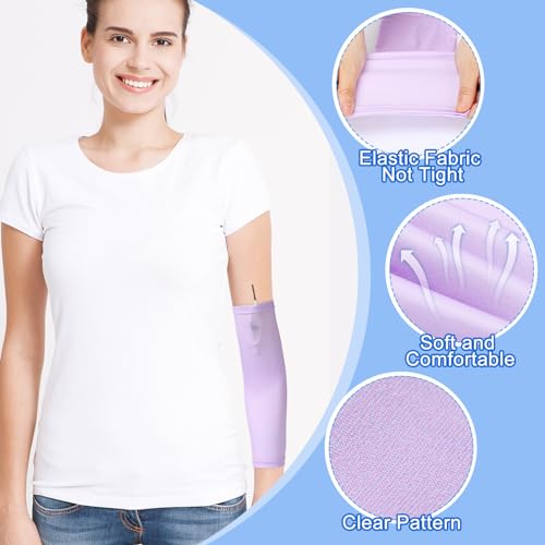 Cuffbow 12 Pcs PICC Line Reusable Sleeve Cover for Adults Upper Arm Breathable Cover Nursing Sleeve Protector Supplies(Solid Style)
