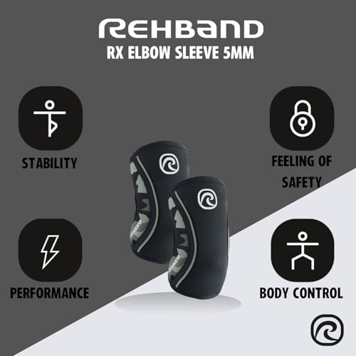 Rehband Elbow 5mm Compression Sleeve, Neoprene Elbow Sleeves for Weightlifting, Anatomical Design, Non-Slip & Close Fitting, Elbow Support Unisex, Colour:Camo, Size:XX-Large