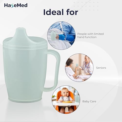 Adult Sippy Cup with Easy-Grip Handle & Spout Lid, 8.5 oz – Lightweight & Spill-Resistant Mug for Seniors & Adults, Use for Hot & Cold Beverages, Travel & Home - 3 Pack