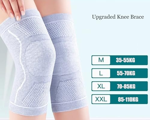 Compression Knee Sleeve for Men Women - Bamboo Charcoal Knee Brace for Sport Running (Gray, X-Large)