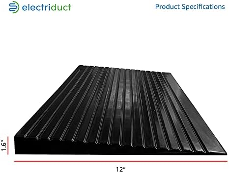 Electriduct 1.6" Non Slip Rubber Threshold Wheelchair Ramp for Accessibility | Use with Wheelchairs, Mobility Scooters for Home, Steps, Stairs, Doorways, Curbs - 40" W x 16" L Black