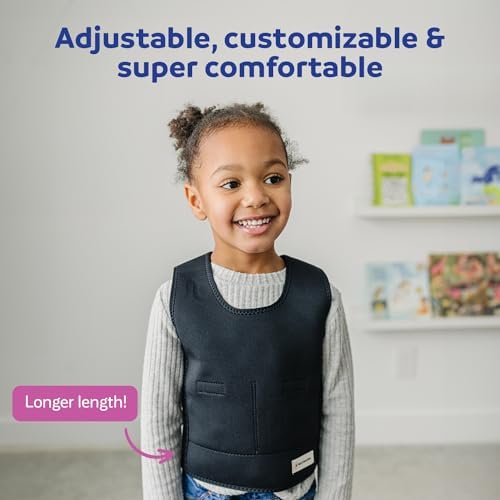 Fun and Function - Black Weighted Compression Vest for Kids & Adults - Calming Weighted Vest for Sensory Issues - For Toddlers, Kids, Teens & Adult - Black color is 1" Longer