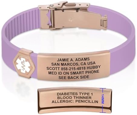 Divoti Custom Engraved Medical Alert ID Bracelet – Dual-Sided Laser Etching, Silicone Wristband, Stainless Steel Security Clasp – Adjustable & Trim-to-Fit – Emergency Medical Info Band for Men & Women