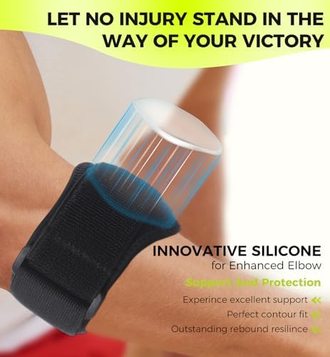 HiRui Tennis Elbow Brace for Forearm Tension Relief, Elbow Support Arm Straps Compression Pad for Men Women, Pressure Bands for Tendonitis Strains Weightlifting Golfer Baseball (Black-2 Pack)