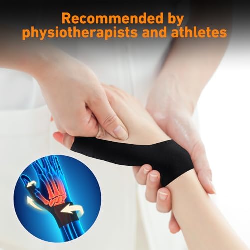 Precut Kinesiology Tape for Finger Valgus–12PCS KTQUICK Pain Relief Athletic Tape, Waterproof &Hypoallergenic Latex-Free, Elastic Breathable Long-Lasting Elbow Support Tape for Right(Black)