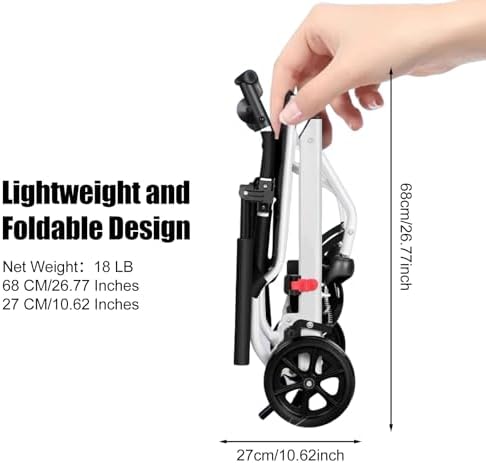 Wheelchairs for Adults Lightweight Portable Wheelchairs Folding for Traveling Ergonomc Design with Adjustable Safety Strap Carbon Steel Frame PU Wheels for Smooth Rid A