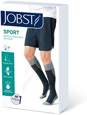 JOBST - 7528901 Sport Knee High 15-20 mmHg Compression Socks, White/Grey, Medium