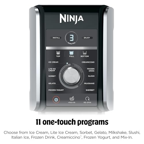 Ninja CREAMi Deluxe Ice Cream Maker, Treats and Frozen Desserts, Sorbet, Milkshakes, Yogurt and More, 11-in-1 Programs, XL Capacity, Includes Two 24-oz Family-Size Tubs, Silver, NC501