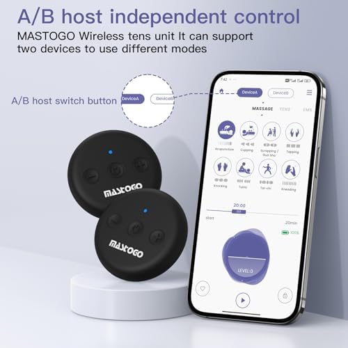 Wireless TENS Unit, Dual Host Muscle Stimulator with APP Control Up to 26 Modes, for Pain Relief, Portable and Rechargeable TENS Unit Muscle Stimulator