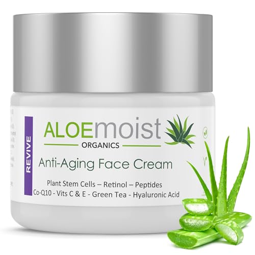 Advanced Retinol Cream for Face: Aloemoist Revive Anti Aging Face Cream for Women & Men Topical Retinoid Wrinkle Repair Day/Night Moisturizer, Organic Retinol Facial Moisturizer for Aging Skin,2 Pack