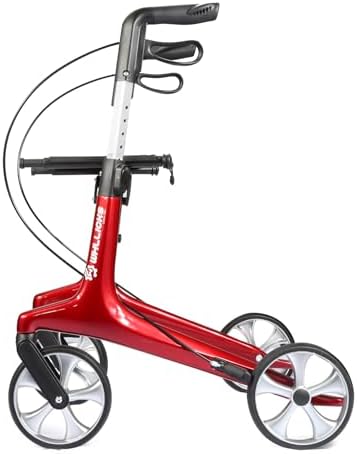 Carbon Ultralight Rollator Walker for Seniors with 2 Organizer Bags, Comes Fully Assembled, Only 13lbs Lightweight Foldable 4 Wheel Walker with Seat and Brakes, 330 lbs Capacity Rolling Walker
