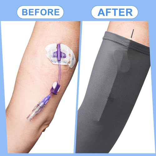 Cuffbow 12 Pcs PICC Line Reusable Sleeve Cover for Adults Upper Arm Breathable Cover Nursing Sleeve Protector Supplies(Solid Style)