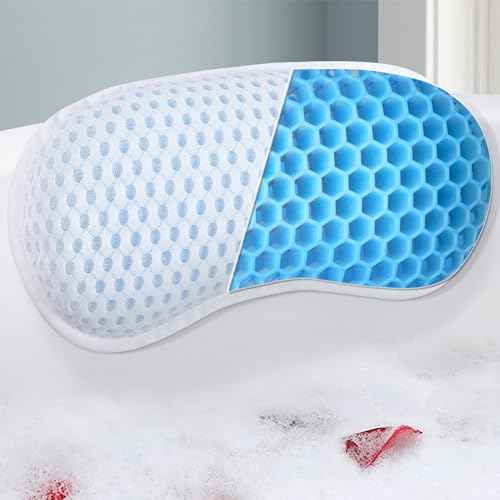 Bathtub Bath Pillows for Tub - Bathtub Pillow for Neck & Back Support with Ergonomic TPE, 4D Mesh Upgraded Bath Tub Pillow Headrest with 3 Strong Suction Cups & Hook, Bathroom Accessories, Spa Gifts