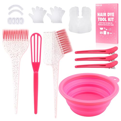 19PCS Hair Bleach Dye Kit with Hair Dye Brush and Bowl Whisk Hair Clips Protective Gear Set, Ideal for Hair Bleaching Coloring Highlighting, Essential Salon Supplies for Women and Hairstylist