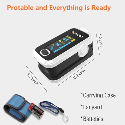 Pulse Oximeter,OLED Display Oxygen Monitor Fingertip,Blood Oxygen Saturation Monitor(SpO2) with Carrying Case,Silicone Cover