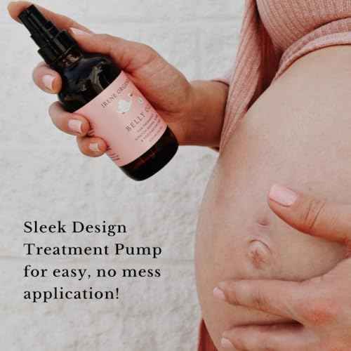 Irene Organics Organic Belly Oil for Pregnancy Stretch Mark Prevention and Treatment Award Winning Anti Stretch Mark Tummy Oil For Pregnancy and Postpartum - Hydrating Bump Serum