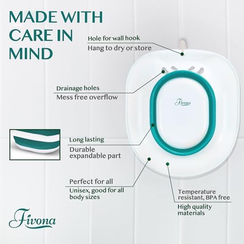 Sitz Bath for Hemorrhoids Soak and Postpartum Care | Toilet Seat | Bartholin Cyst Tub | at Home Soaking Procedures for Man and Detox Vaginal Steaming for Women with Massage Hand Flusher
