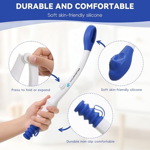 Foldable Toilet Aid（2Pack）, Long Comfort Wipe Wand Bottom Buddy Toilet Self Tissue Aids for Toileting, Self Help Wipe Butt for Fat People Limited Mobility,Elderly, Pregnancy