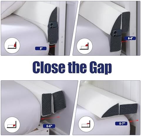 HOMBYS Pillow Wedge for Headboard Gap,Mattress Wedge Gap Filler Full Size,Bed Crack Pillow,Foam Bed Gap Filler,Multifuctional Headboard Space Filler with Side Pocket,Fill The Gap (0-7")