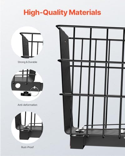 VEVOR Scooter Rear Basket, Heavy Duty Metal Wire Basket with Handle, Spacious Cargo Basket, Works with 1-inch Receiver, Compatible with Most Golden, Drive & Pride Mobility Scooter