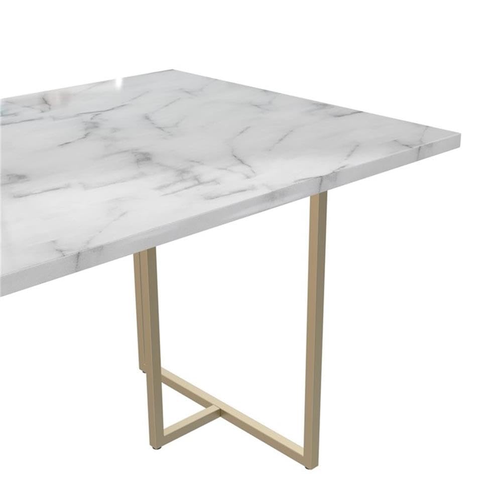 CosmoLiving Astor Dining Table, White Marble Top with Gold Legs