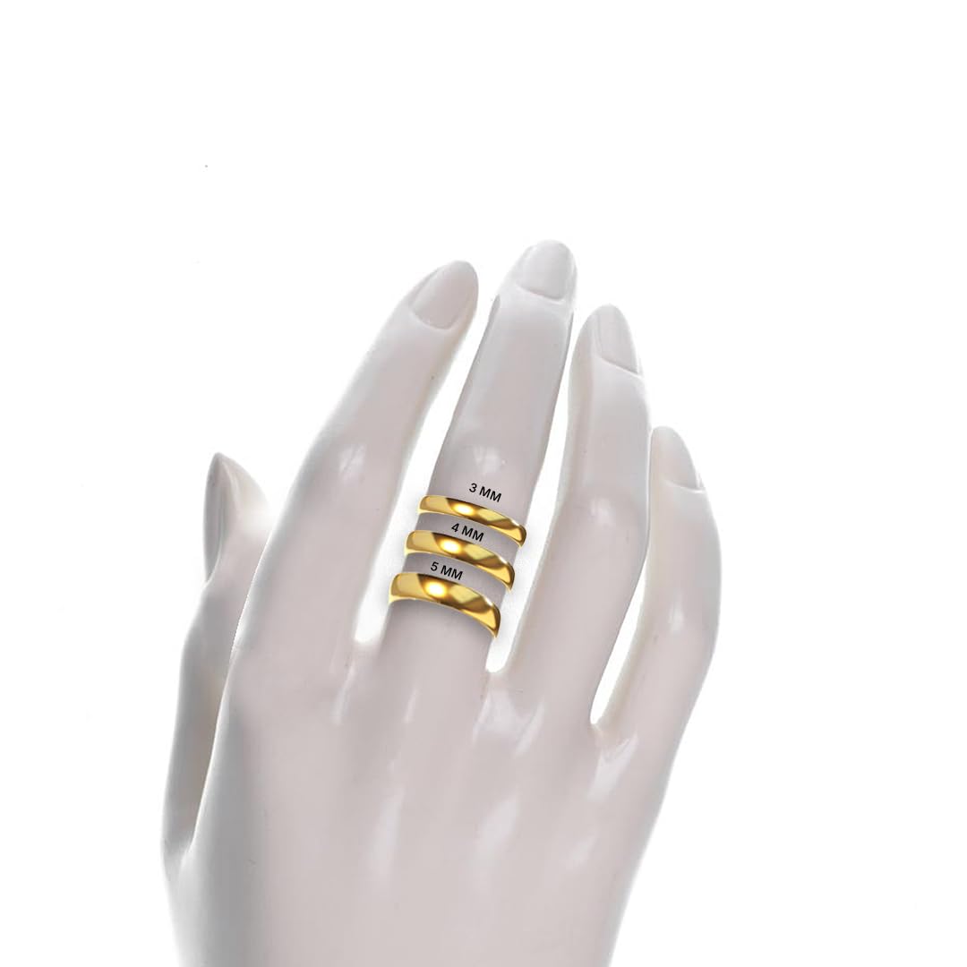 SHOP WGS 3mm 14K Solid Gold Wedding Band for Men & Women - Italian Real 14K Gold Plain Rings for Men - Solid Gold Wedding Bands Size 5