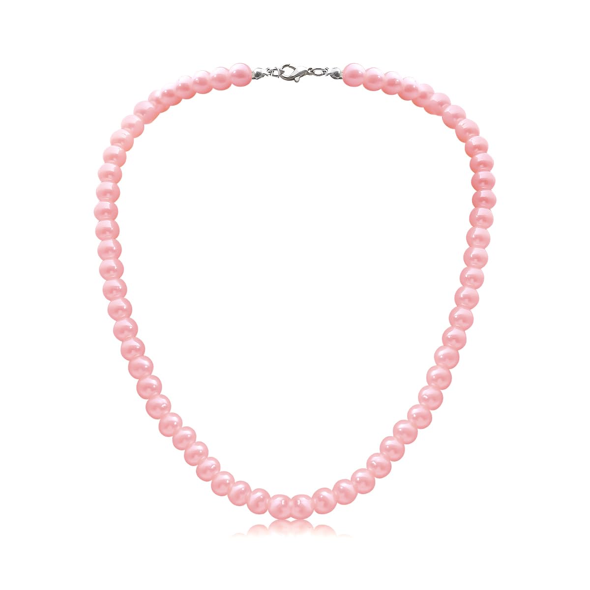 8mm Pearl Choker Necklace Multicolor 1920s Dainty Beads Necklace Costume Prom Party Statement Jewelry for Women-pink