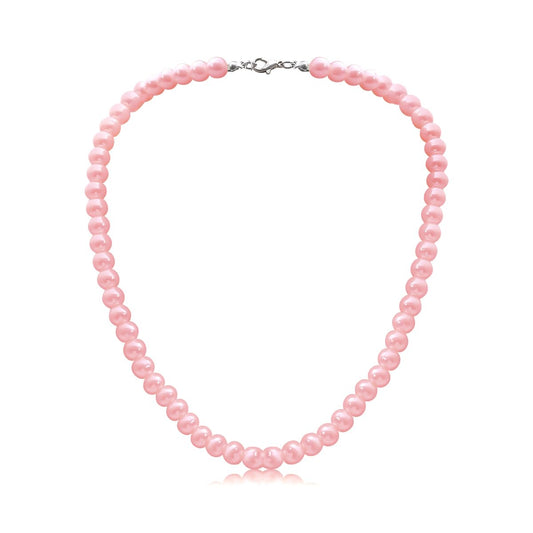 8mm Pearl Choker Necklace Multicolor 1920s Dainty Beads Necklace Costume Prom Party Statement Jewelry for Women-pink