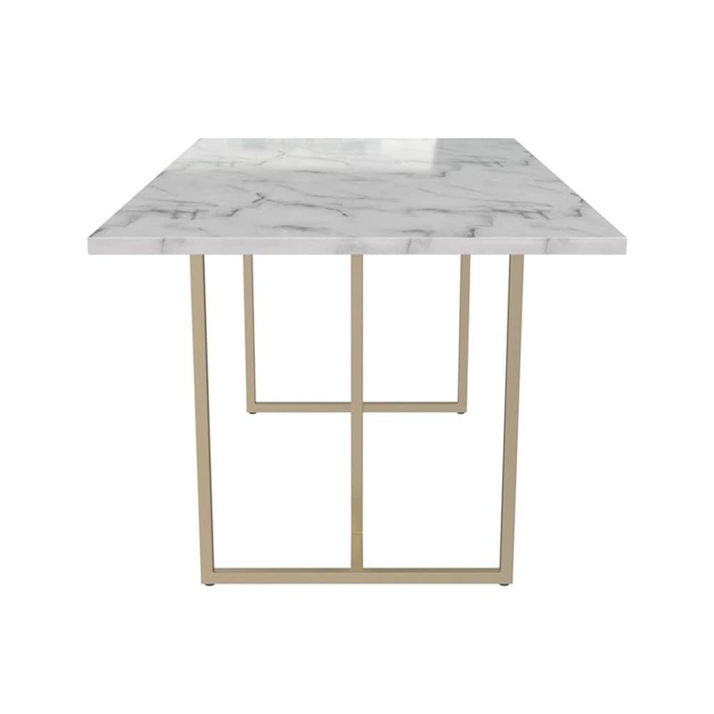 CosmoLiving Astor Dining Table, White Marble Top with Gold Legs