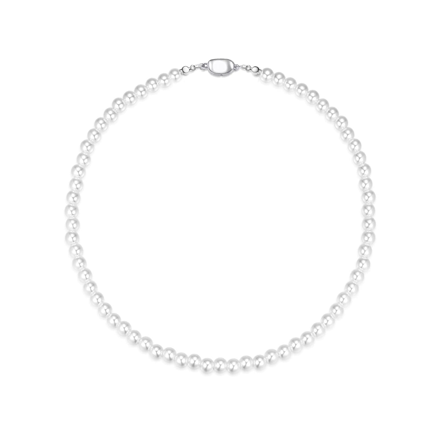 Zeffy Pearl Necklace for Women, 6MM Dainty Round Imitation Pearl Necklace Wedding Delicate Jewelry for Women Simple Bridesmaid Jewelry Gifts