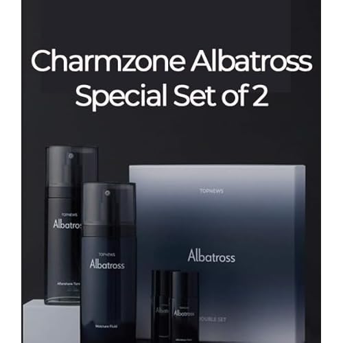 CHARMZONE Albatross Skincare for Men Aftershave Toner and Emulsion Set Father's Day Gift Set Hydrating Moisturizing Nourishing Toner+ Fluid + Travel size Total of 10.5 fl.oz