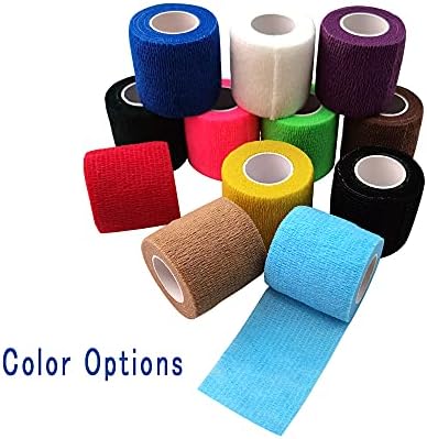 [12 Pack-1" x5Yards] MINGYUE Self Adhesive Bandage Wrap,Athletic Tape,Sports Tape,Wrist and Ankle Wrap Tape,Cohesive Bandage for Vet Tape(Yello)