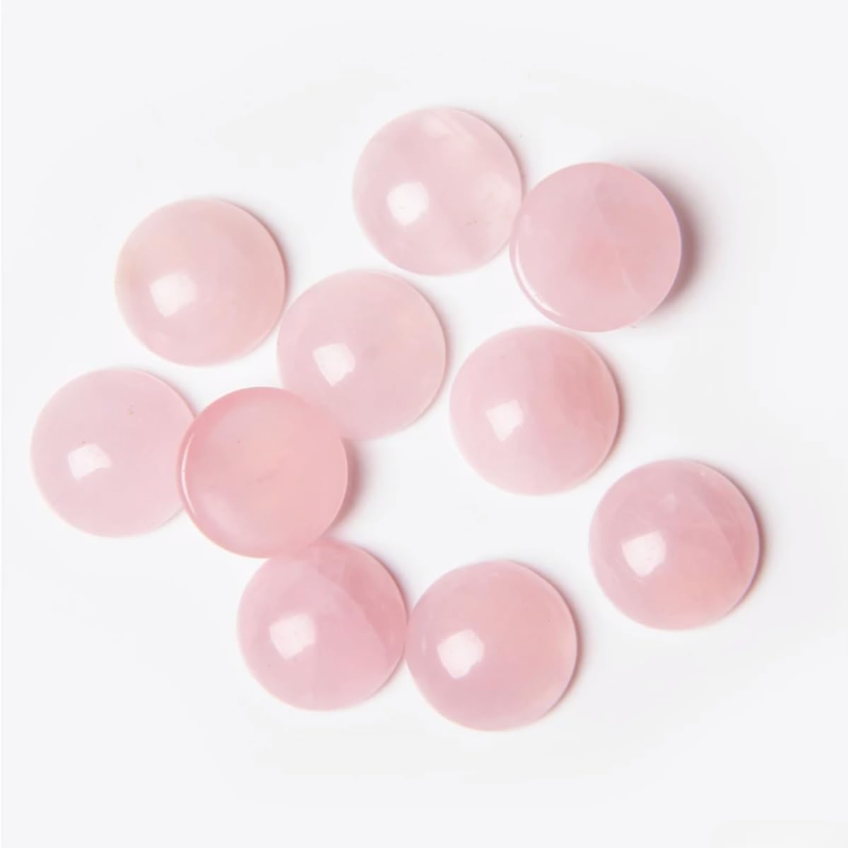 20pcs 12mm Natural Stone No Hole Rose Quartz Semicircle Smooth Cabochons Beads Healing Chakra Crystal Stone Bead for Jewelry Making Rings Earrings Necklace Bracelet DIY Crafts