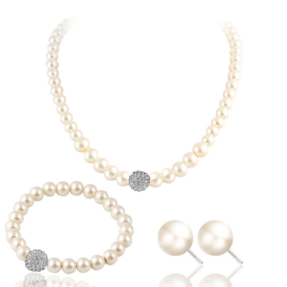 ONLYJUMP 8mm Luxval Pearl Necklaces Choker for Women Pearl Choker Necklace Strands Short Tiny Adjustable Chain Handmade Vintage Jewelry (set)