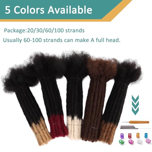Viovian 0.6cm Dreadlock Extensions Human Hair 8 Inch 60 Strands Ombre Dread Extensions Human Hair Locs Extensions for Men Dreads Extensions Color 1b/27