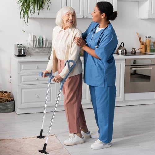 2 Pcs Forearm Crutches for Adults Foldable Knee Patients Mobility aids for Childre and Seniors for with Leg Injury Adjustable Travel Lightweight Walking Stick