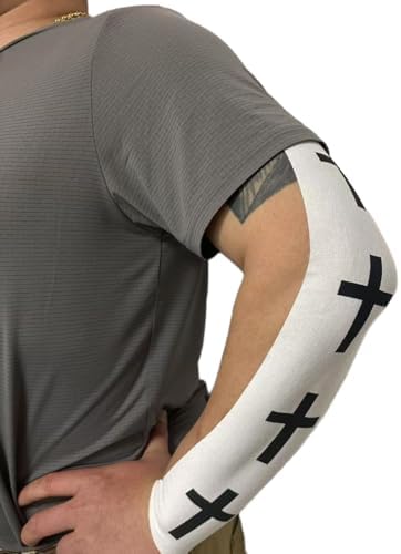 2 Rolls Faith Cross Turf Tape Football - Extra Wide Christian Athletic Turf Tape - Ultra Sticky & Latex Free, Protects from Turf Burn, Waterproof & Flexible (White & Black, 4 inch)