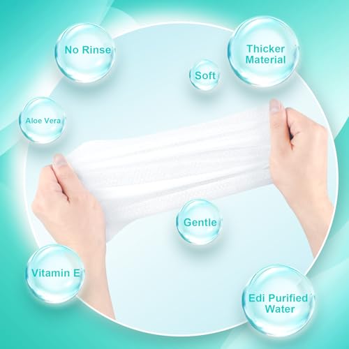200Pcs Disposable Body Wipes, 7.8 x 9.8 inch Individually Wrapped Bath Wipes for Women and Men, No Rinse-Free Large Body Bath Shower Wipes for Home Travel Hotel Outdoors Camping After Gym (Light Blue)