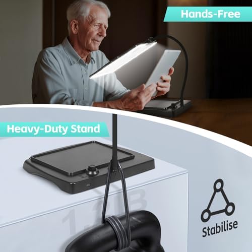 Magnifying Glass with Light and Stand 48 Ultra-Bright LEDs Large Magnifying Lamp with Light Magnifying Glass on Stand Hand-Free with 360° Flexible Gooseneck for Reading Repair Crafts Close Work