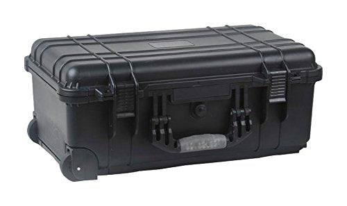 22" Rolling Weatherproof Equipment Case with Telescopic handle made of Polypropylene Plastic, Black with Foam Insert, 22" X 13.5" X 9" (NOTE Internal Dimensions: 19.75"×11"×7.6")