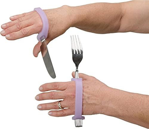 Elderly Female 3-Pack, Silicone Adaptive Aid, Universal Cuff Hand Grip Assistive Device for Rehab, Arthritis, Parkinsons, Stroke, Physical Therapy