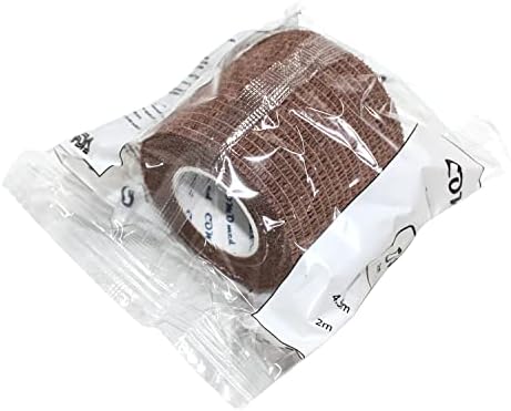 Self Adherent Cohesive Bandage 2"x5 Yards First Aid Bandages Stretch Sport Athletic Wrap Vet Tape for Wrist Ankle Sprain and Swelling,Brown(12 Rolls)