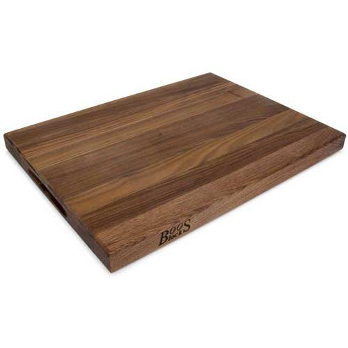 John Boos R-Board Series Rectangular Wooden Walnut Cutting Board 20”x15” – 1.5” Thick, 12-lb Reversible Butcher Block with Edge-Grain & Finger Grips – Made in the USA