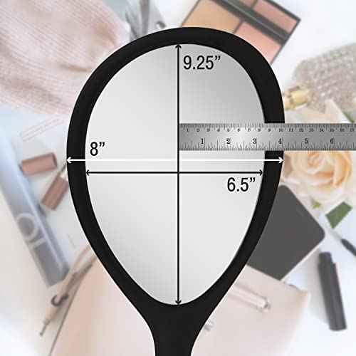 Zadro Large Hand Mirror with Handle Salon Mirrors for Hair Stylist, Big Handheld Mirror Makeup Mirror Wall Mounted Hang (Medium: 15" x 8", Black Onyx)
