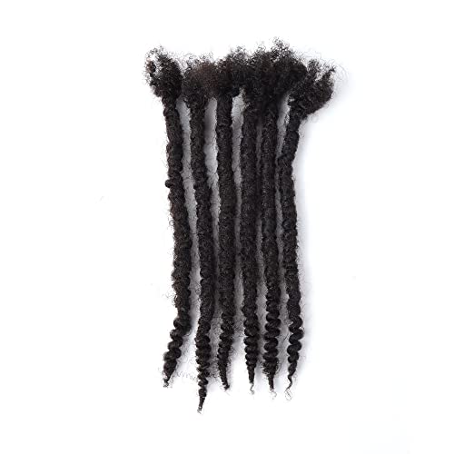 Orientfashion Textured Locs Extensions Human Hair,Natural Black 8-16inch 0.4cm 0.6cm And 0.8cm Human Hair Curly Ends Can Be Dyed Bleached Curled and Twisted(14 Inch 20strands, 0.4cm Natural black)