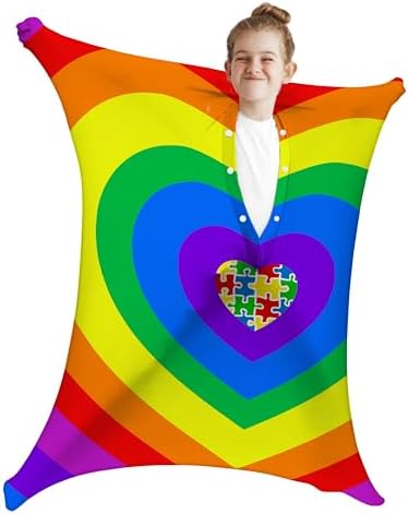 World Autism Awareness Sensory Body Sock Full-Body Wrap - Help Children with Autism to Relieve Stress - Stretchy Breathable Sensory Sack for Boys, Girls (Small)