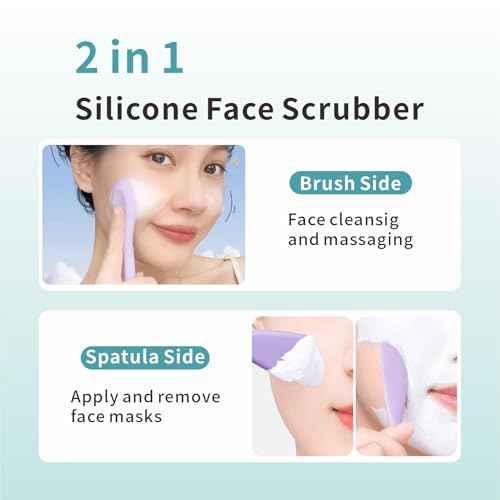 Blackhead Remover Tool,Black Head Remover for Face Nose-2 in 1 Pore Cleaning Brush Face Scrubber Skin Care Scraper Mask Applicator Spatula for Men Women Deep Cleansing (Blue)