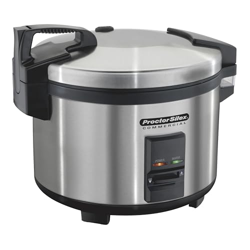 Proctor Silex Commercial 37540 Rice Cooker/Warmer, 40 Cups Cooked Rice Capacity, Nonstick Inner Pot, Hinged Lid, Stainless Steel Housing, Conforms to NSF